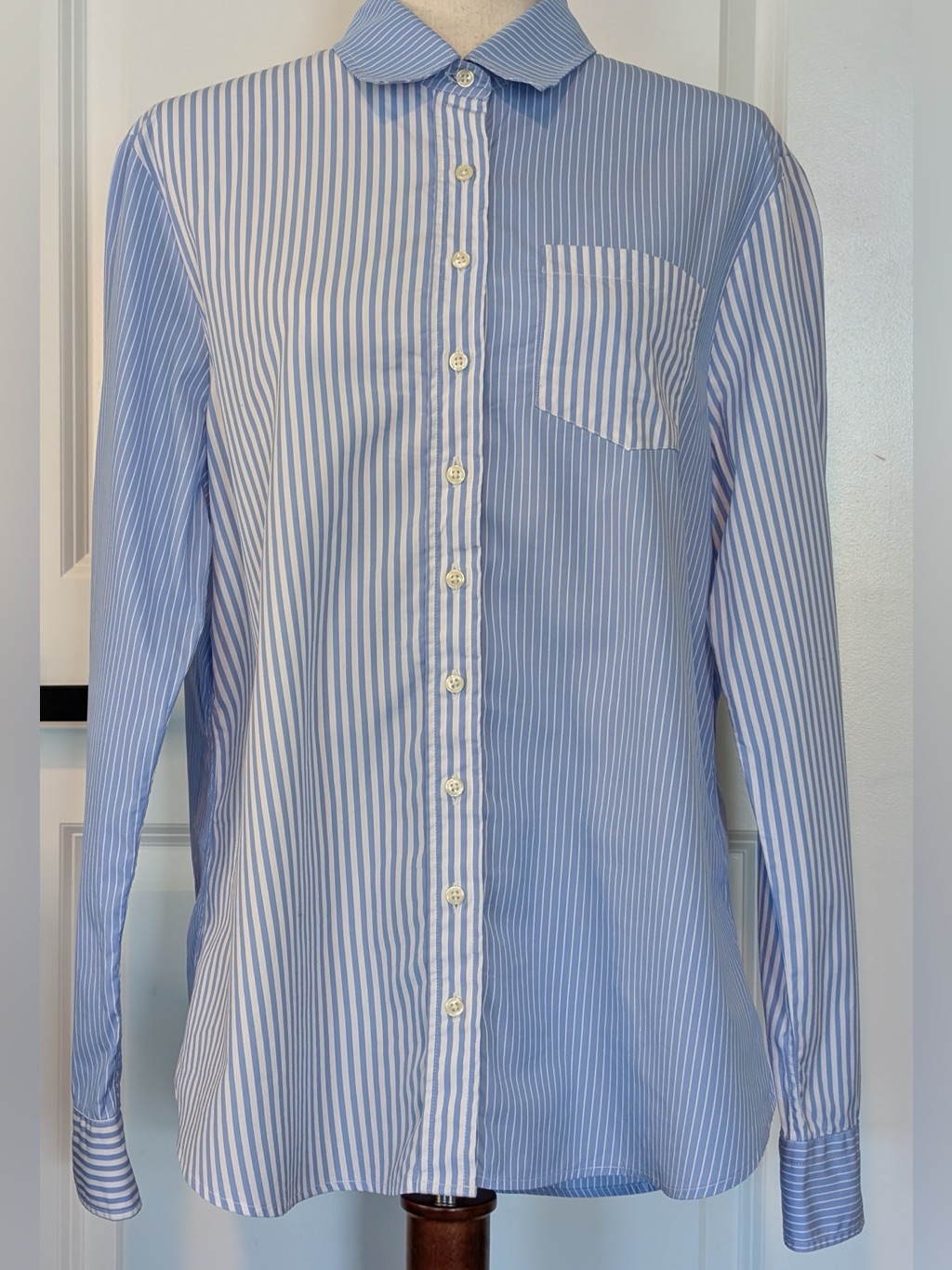 The Shirt By Rochelle Behrens The Boyfriend Shirt Blue/Blue Stripe Size Medium